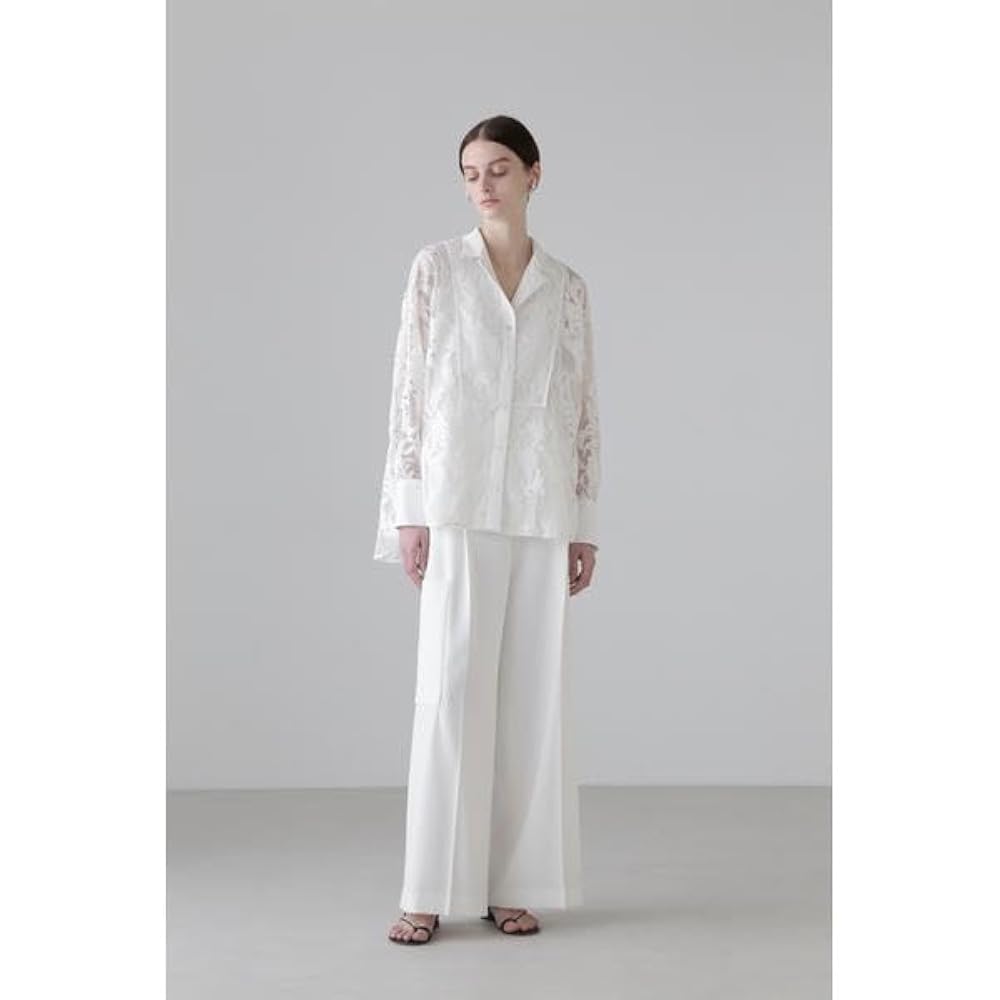 Amazon | [アドーア] ボタニカルレースブラウス ホワイト 38